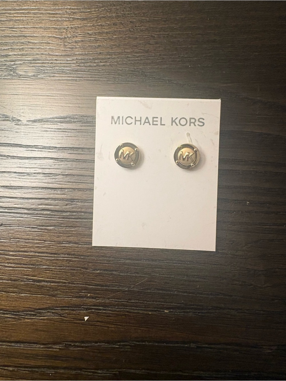 NEW Michael Kors Gold MK Logo Stud Earrings